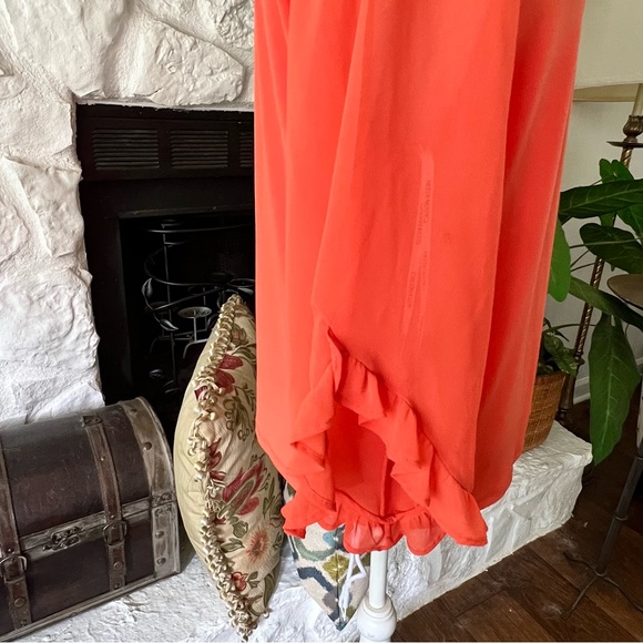 Calvin Klein Coral Sheer V-Neck Blouse Size L - Picture 6 of 9